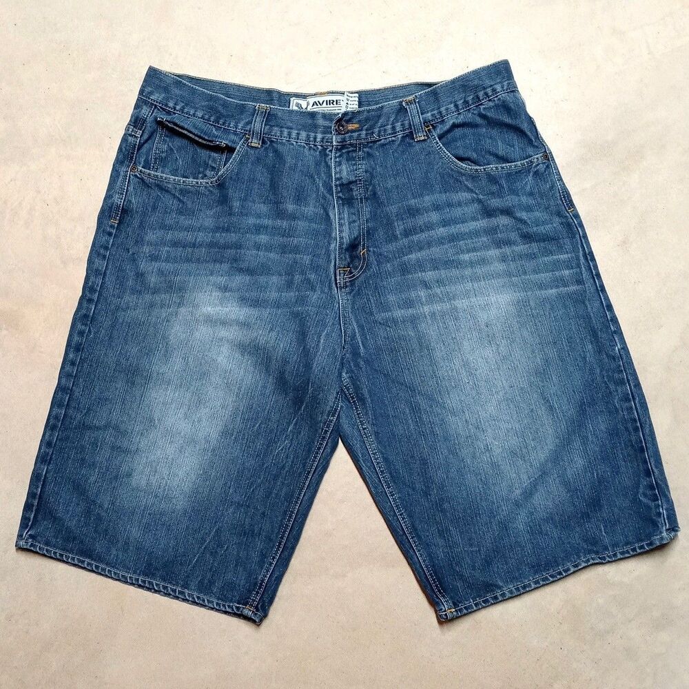 Avirex Denim Shorts Fits 42 Wide Leg Baggy Y2K Skater Long Inseam - Picture 1 of 6